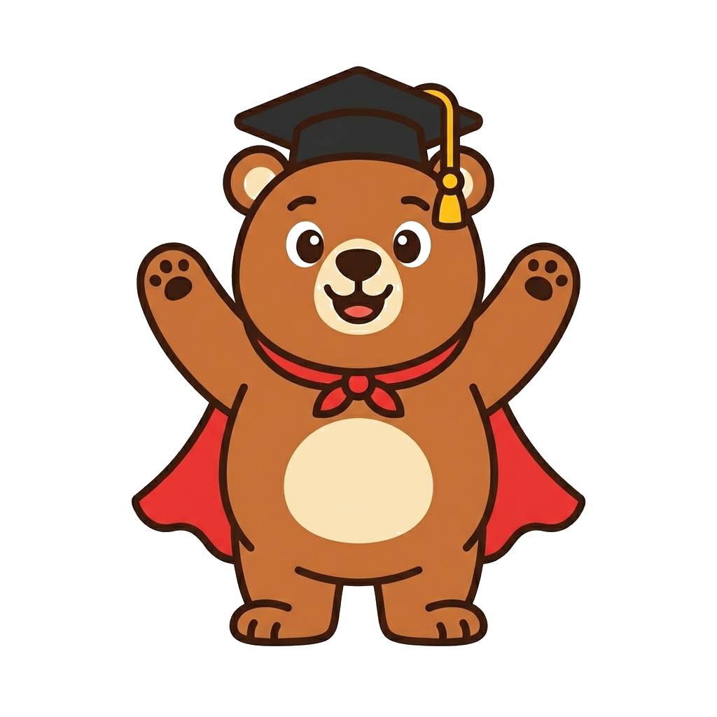 Buddy the Bear mascot celebrating